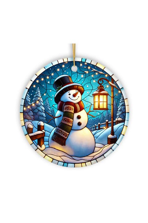 Lantern Light Top Hat Snowman Ornament - Version 1