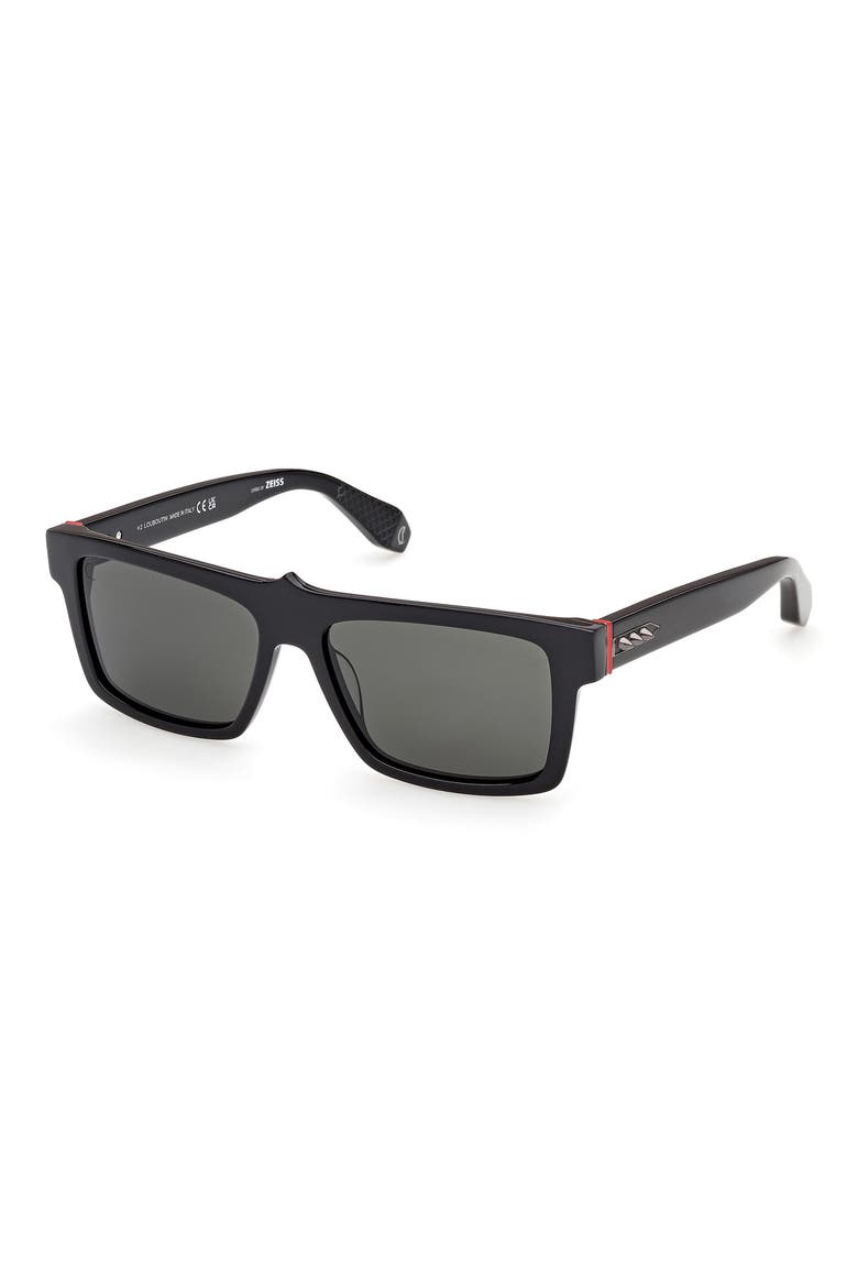 57mm Square Sunglasses, Alternate, color, BLACK / GUNMETAL / ZIESS SMOKE