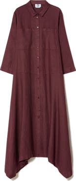 Marina Rinaldi Valpe Shark Bite Hem Linen Maxi Shirtdress