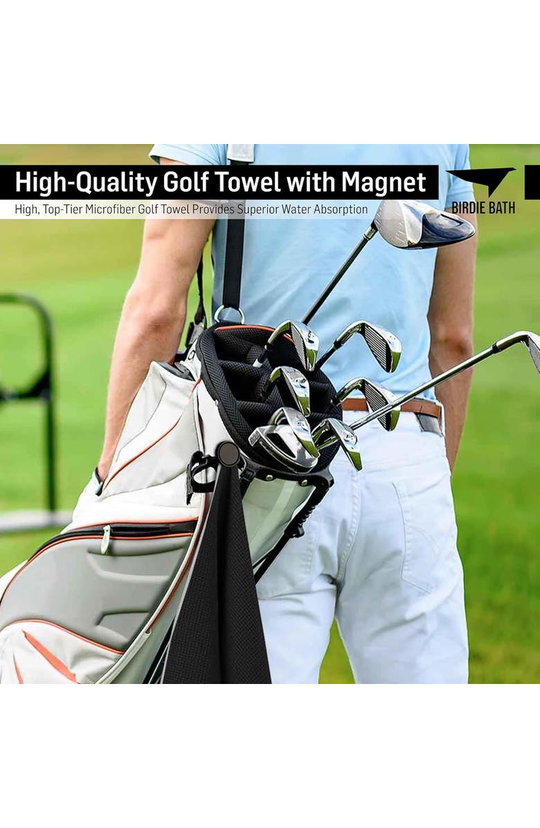 Birdie Bath Magnetic Golf Towel, Alternate, color, Black