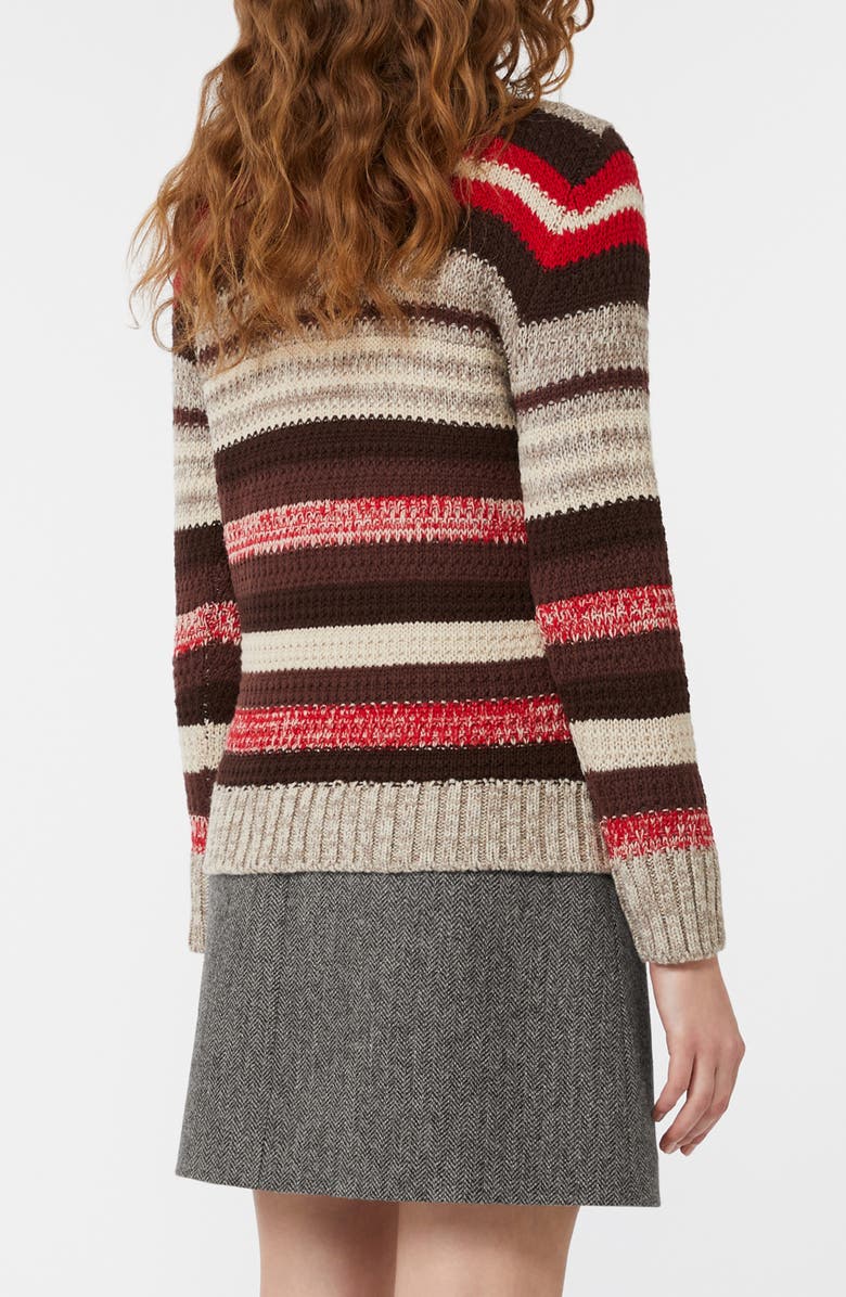Weekend Max Mara Ilde Stripe Virgin Wool Crewneck Sweater, Alternate, color, Red