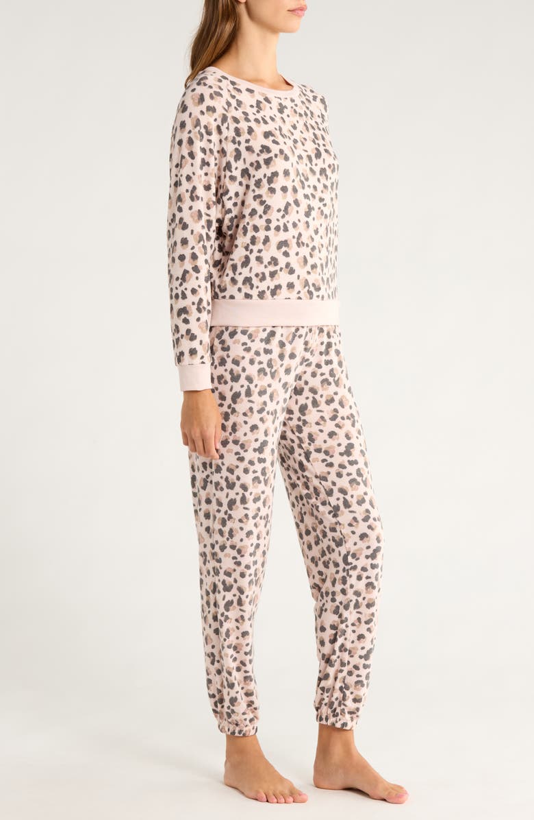 Honeydew Star Seeker Brushed Jersey Pajamas, Alternate, color, Light Pink Leopard