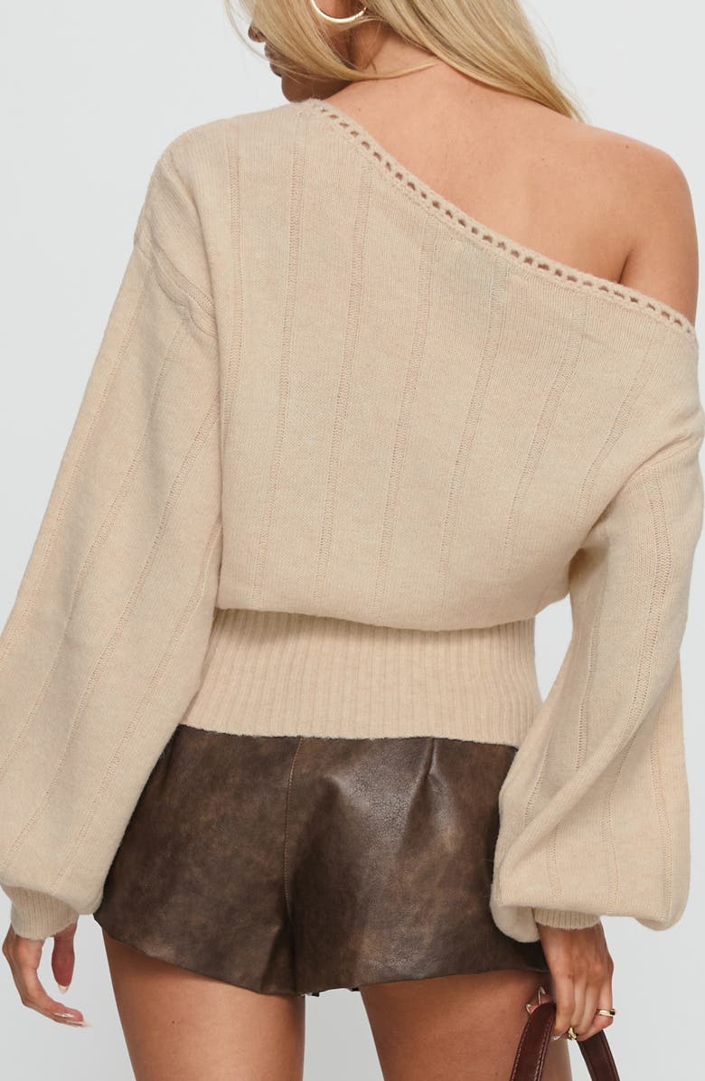 Princess Polly Jackeline Off the Shoulder Sweater, Alternate, color, Cream