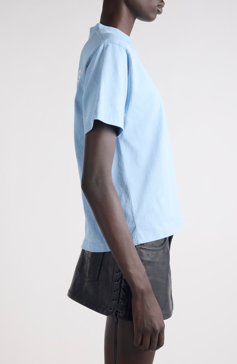 Balenciaga Medium Fit Embroidered Logo Graphic T-Shirt, Alternate, color, 4773 Light Blue/ White