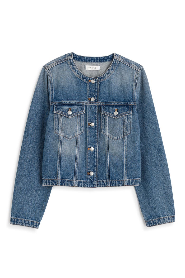 Cocoon Sleeve Crop Denim Jacket, Alternate, color, BOUVIER WASH