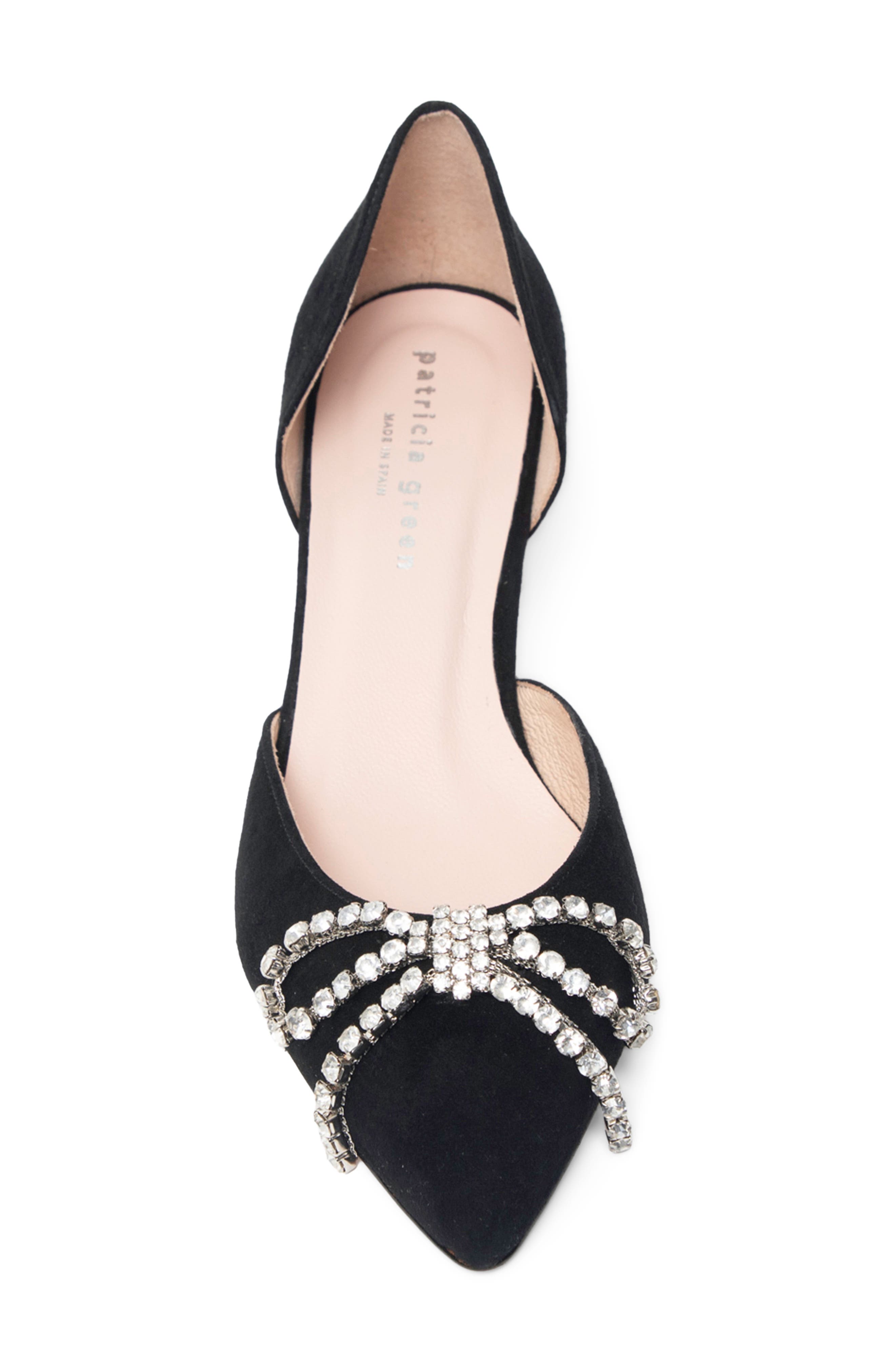 Bella Crystal Bow d'Orsay Pump, Alternate, color, BLACK SUEDE
