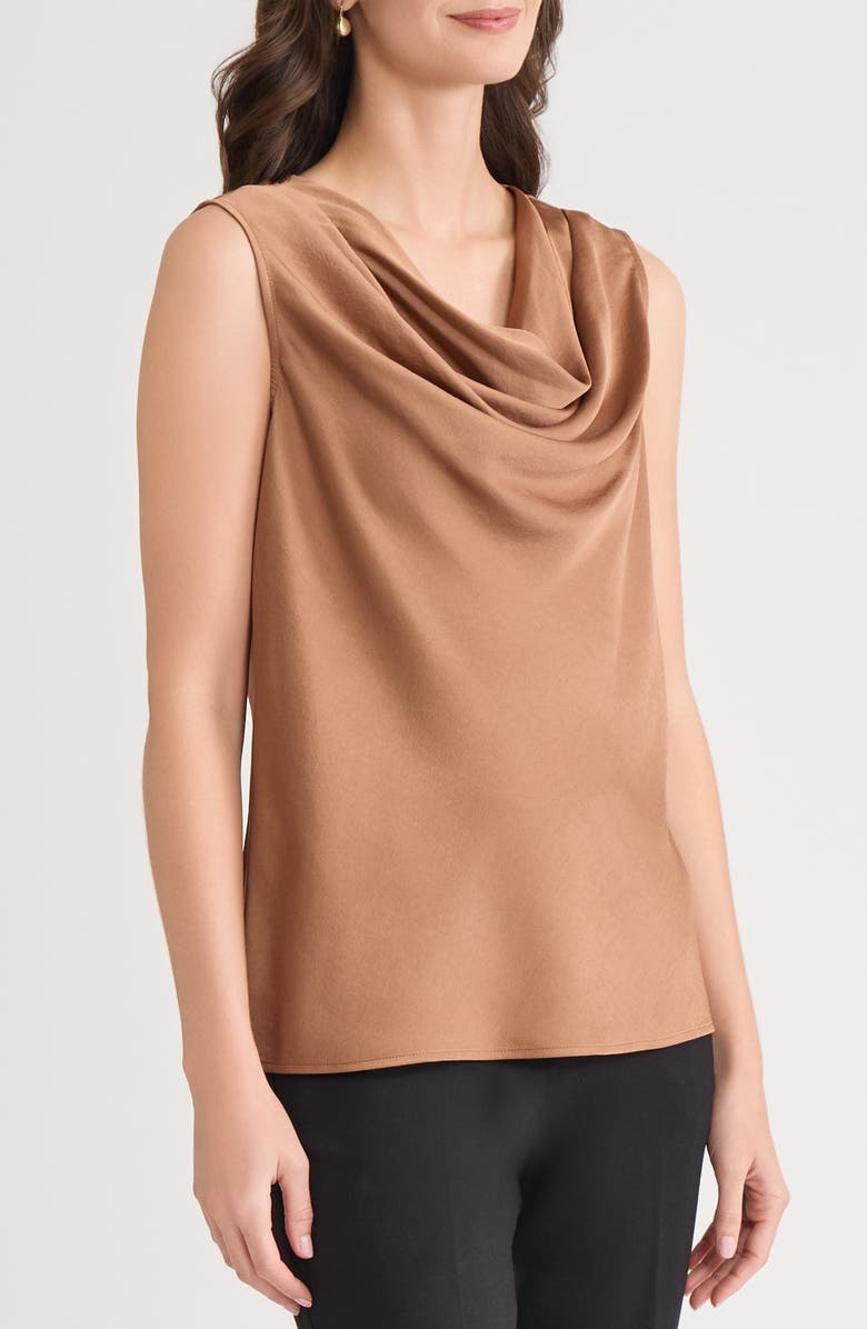KASPER Cowl Neck Sleeveless Satin Top, Alternate, color, 
