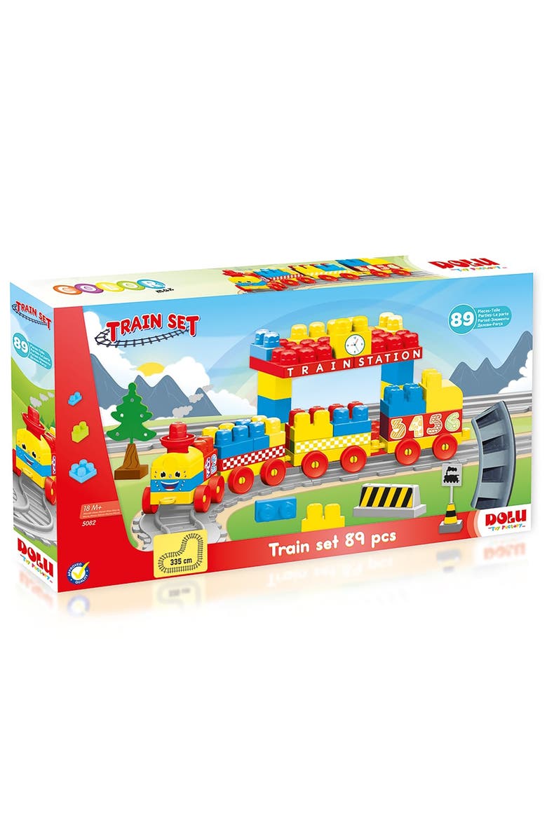 Dolu Train Set 89 Pcs Blocks Assembly Station & Tracks, Ages 18Mo+, Main, color, Multicolored