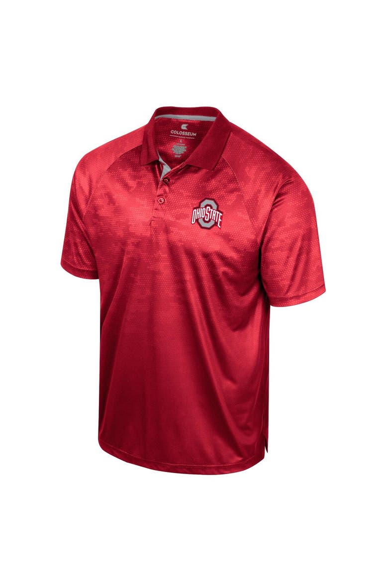 Men's Colosseum Scarlet Ohio State Buckeyes Honeycomb Raglan Polo, Alternate, color, Scarlet