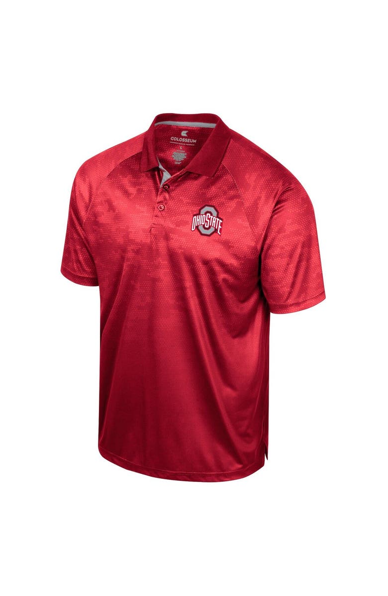 COLOSSEUM Men's Colosseum Scarlet Ohio State Buckeyes Honeycomb Raglan Polo, Alternate, color, Scarlet