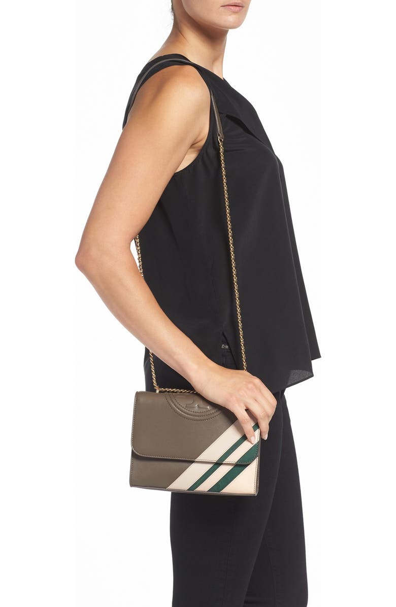 Tory Burch 'Fleming Stripe' Convertible Crossbody Bag, Alternate, color,