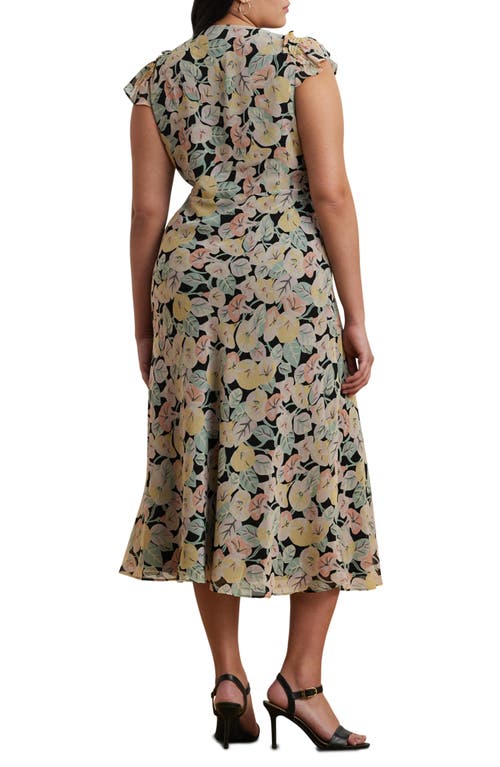 Ralph Lauren Lauren Floral Flutter Sleeve Georgette Midi Dress In Multi