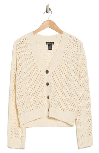 Design History Open Knit Cardigan In Canvas
