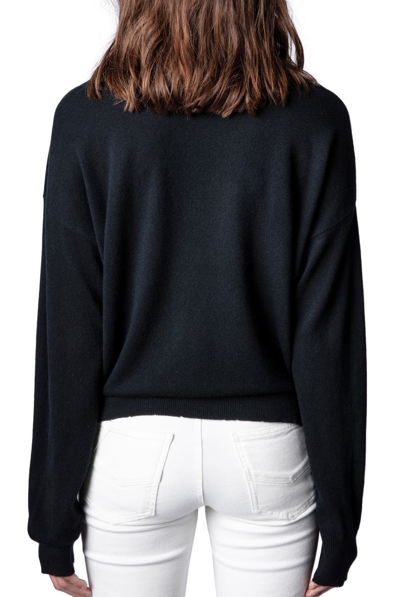 Gaby Strass Stars Wool & Cashmere Sweater, Alternate, color, NOIR