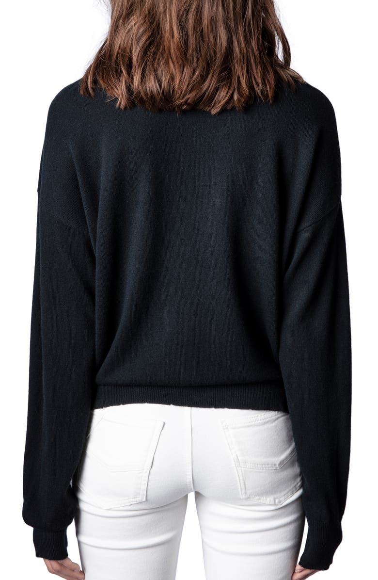Zadig & Voltaire Gaby Strass Stars Wool & Cashmere Sweater, Alternate, color, 