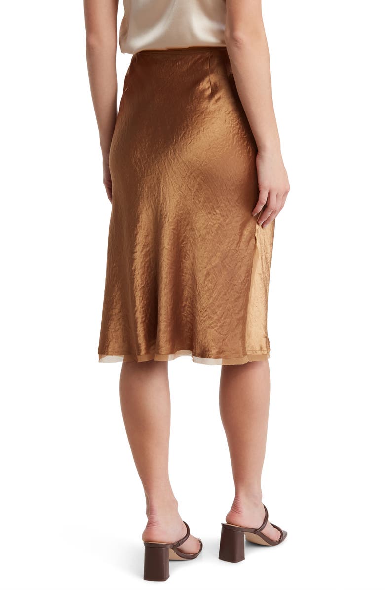 Vince Chiffon Trim Satin Bias Skirt, Alternate, color, Nile