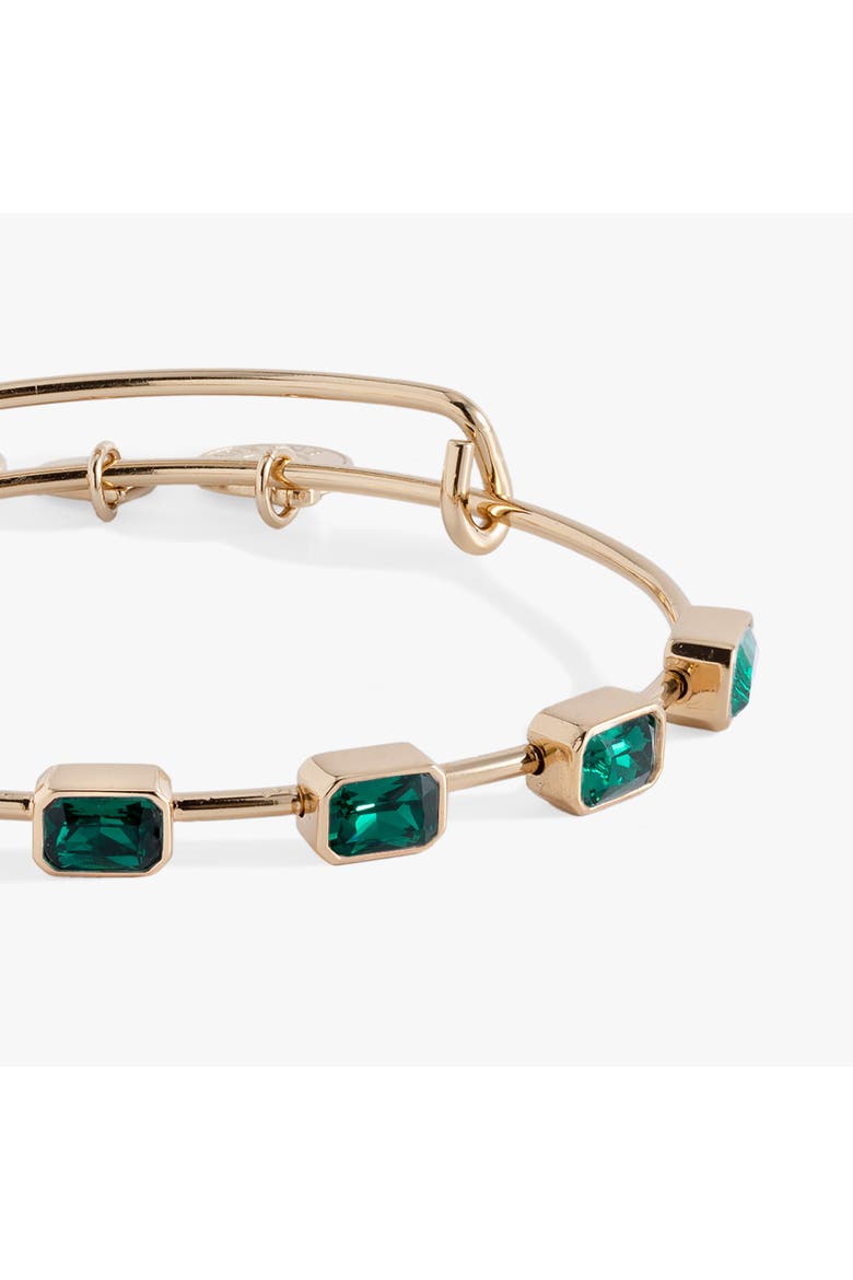 May Birthstone Emerald Cut Bangle, Alternate, color, Gold