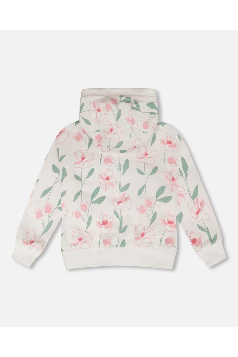 French Terry Flowers Long Sleeve Hoodie, Alternate, color, Off White Printed Flowers