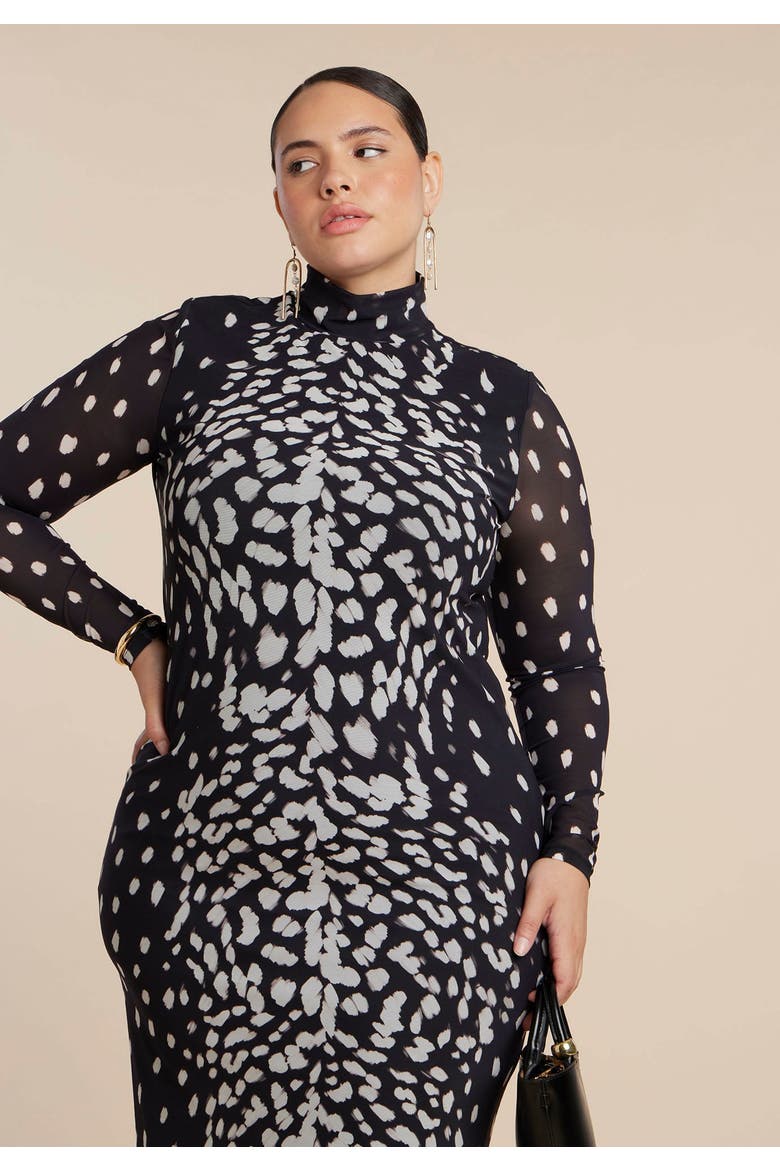 Mesh Print Maxi Dress, Alternate, color, DEAR DEER