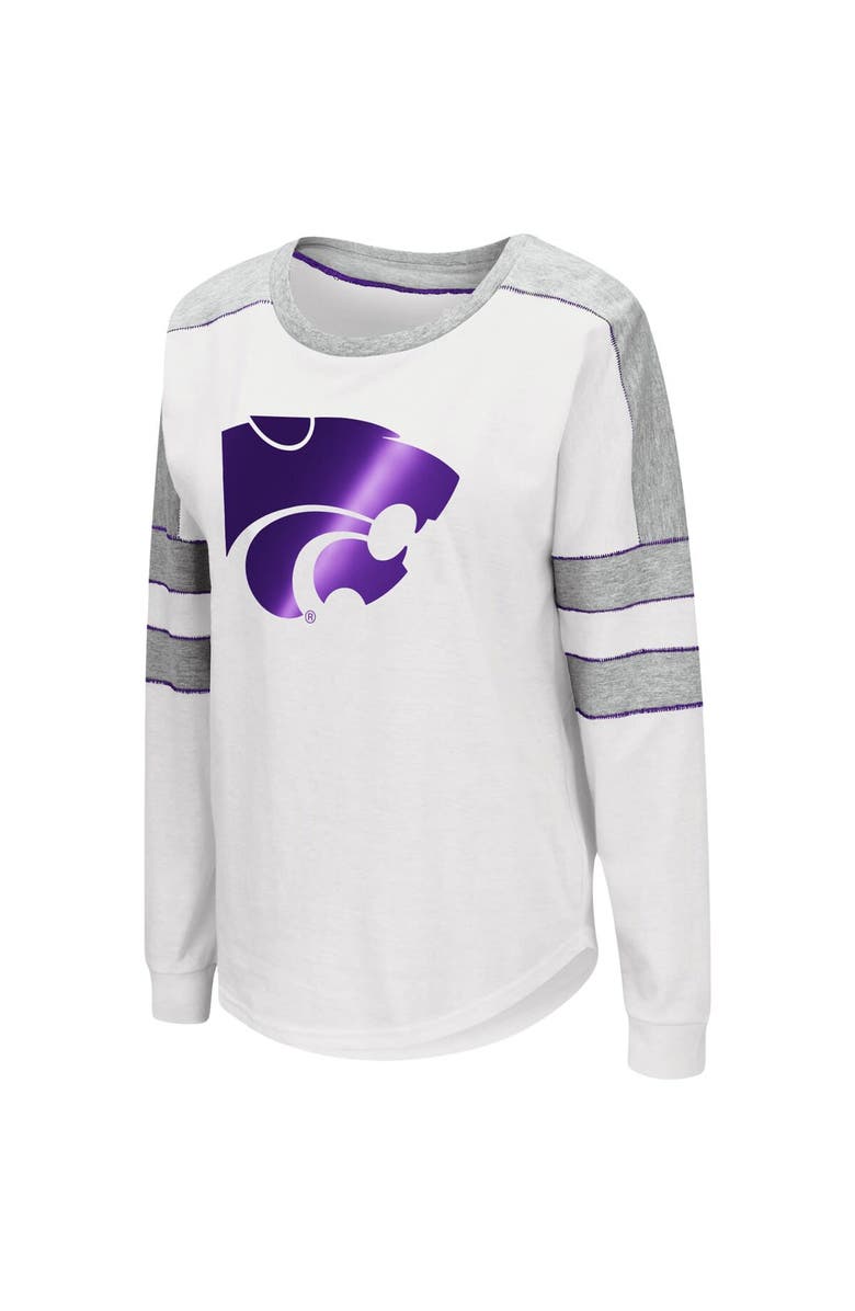 COLOSSEUM Women's Colosseum White Kansas State Wildcats Trey Dolman Long Sleeve T-Shirt, Alternate, color,