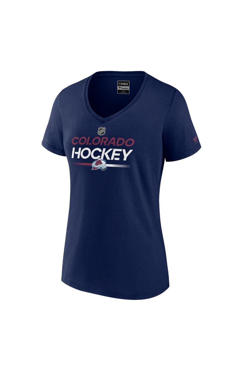 FANATICS Women's Fanatics Branded  Navy Colorado Avalanche Authentic Pro V-Neck T-Shirt, Alternate, color, 