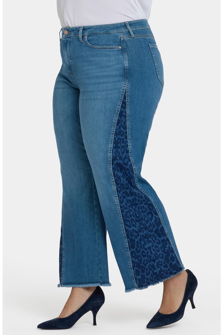 Teresa Frayed Two-Tone Wide Leg Jeans, Alternate, color, LEOPARD CREST