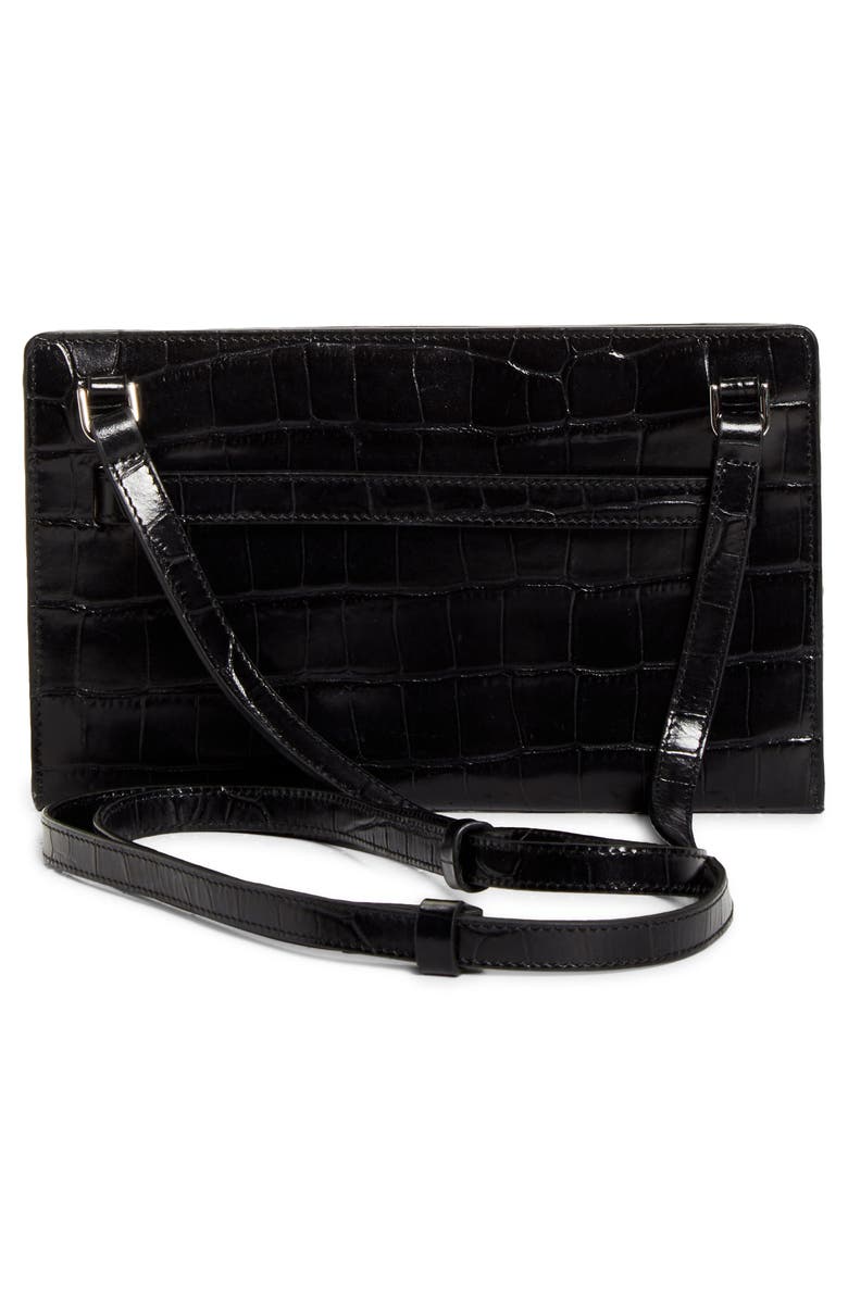 TOTEME Belted Croc Embossed Leather Crossbody Bag, Alternate, color, Black