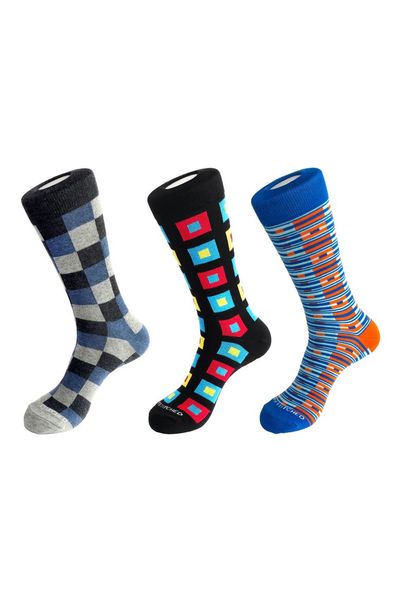 3-Pack Crew Socks, Main, color, BLUE MULTI COLOR