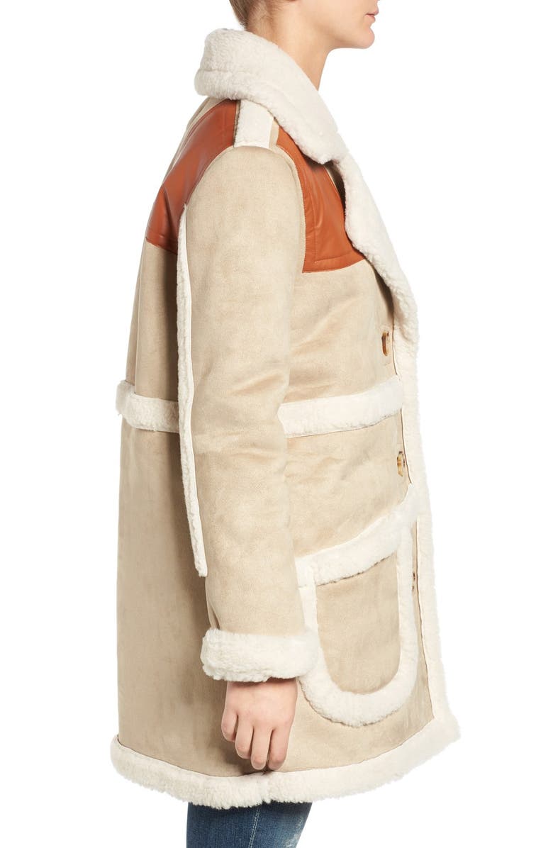 MOON RIVER Faux Shearling & Faux Leather Jacket, Alternate, color, 