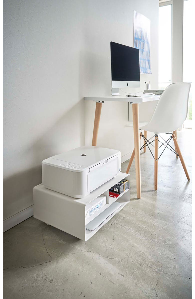 Yamazaki Tower Desktop Printer Stand, Alternate, color, White