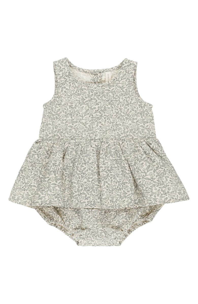 QUINCY MAE Floral Organic Cotton Skirted Bodysuit, Main, color,