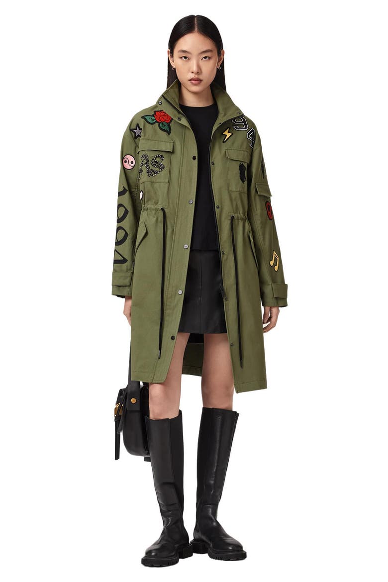 Aria Patch Parka, Alternate, color, KHAKI GREEN