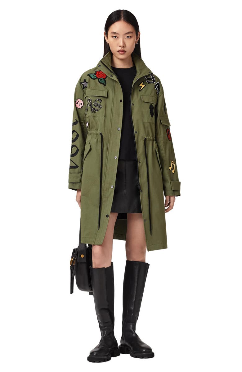 AllSaints Aria Patch Parka, Alternate, color, 