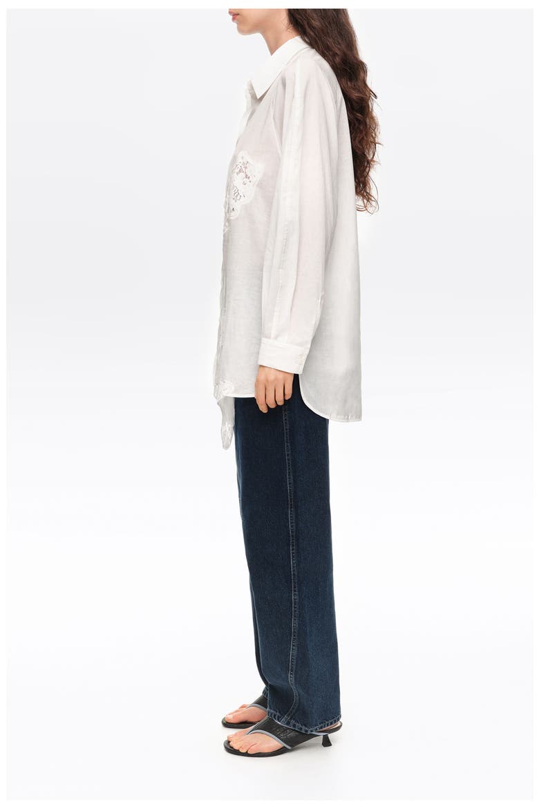 Lace Hem T-Shirt, Alternate, color, IVORY