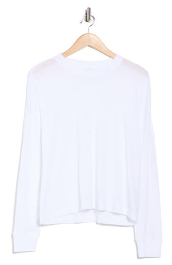 Vince Long Sleeve Drop Shoulder Top In White