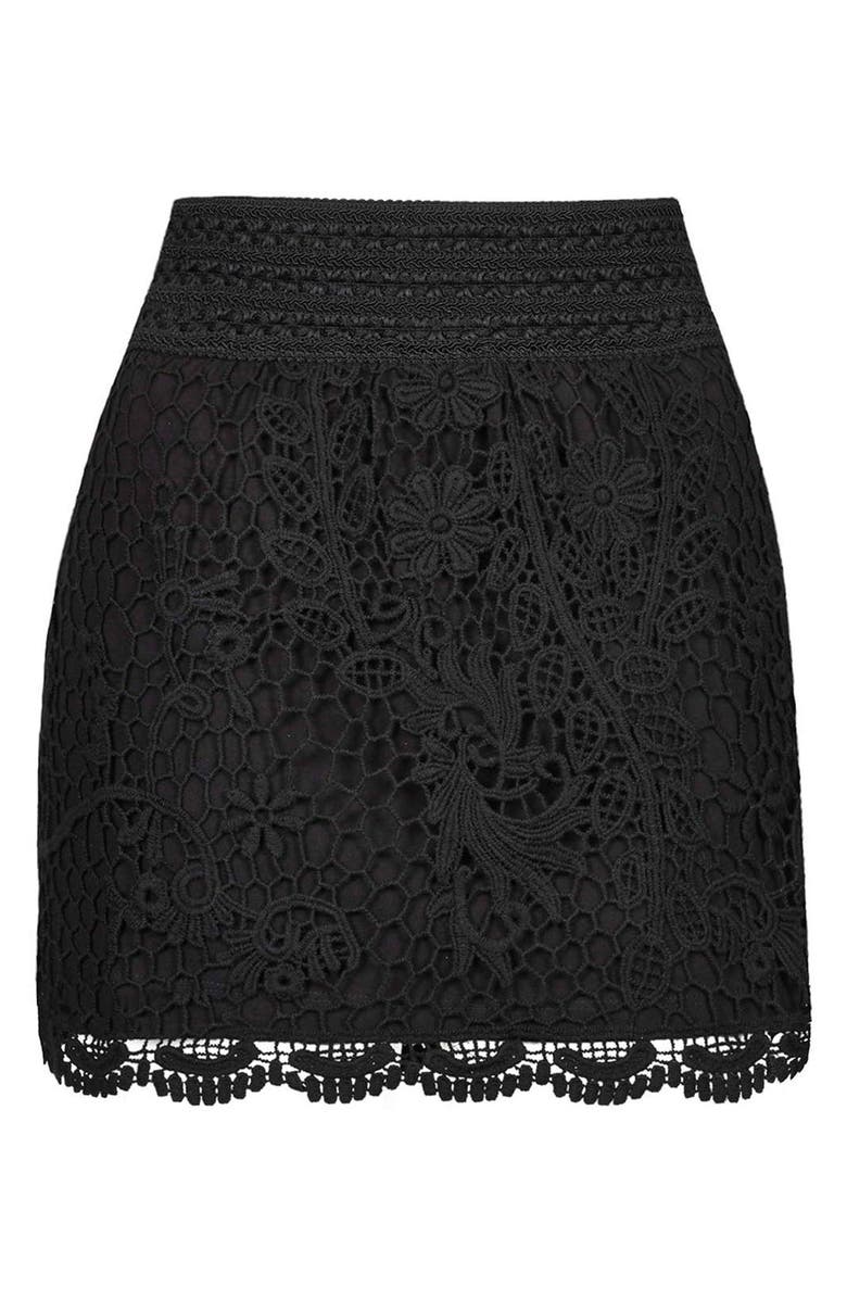 Topshop Crochet Miniskirt, Alternate, color,