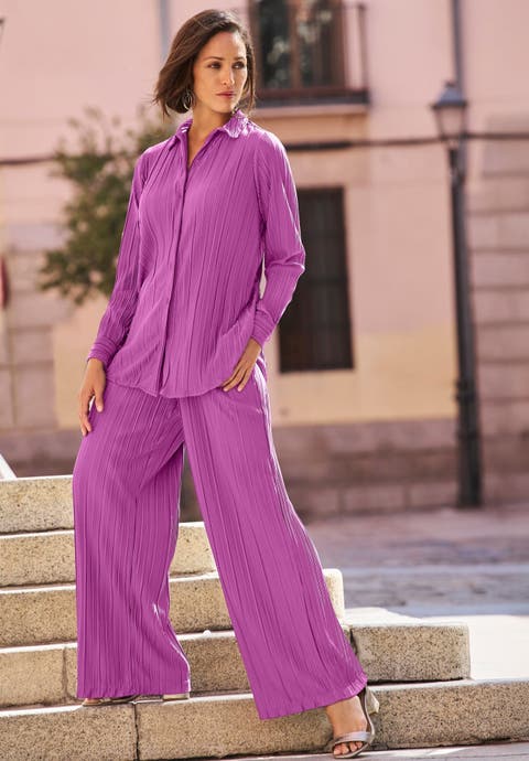 Plisse Button-Front Blouse (Plus Available)