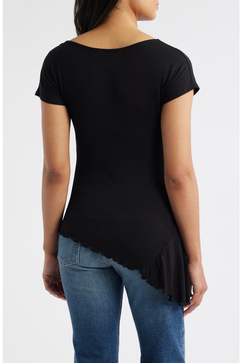 Ruched Asymmetric Top, Alternate, color, BLACK