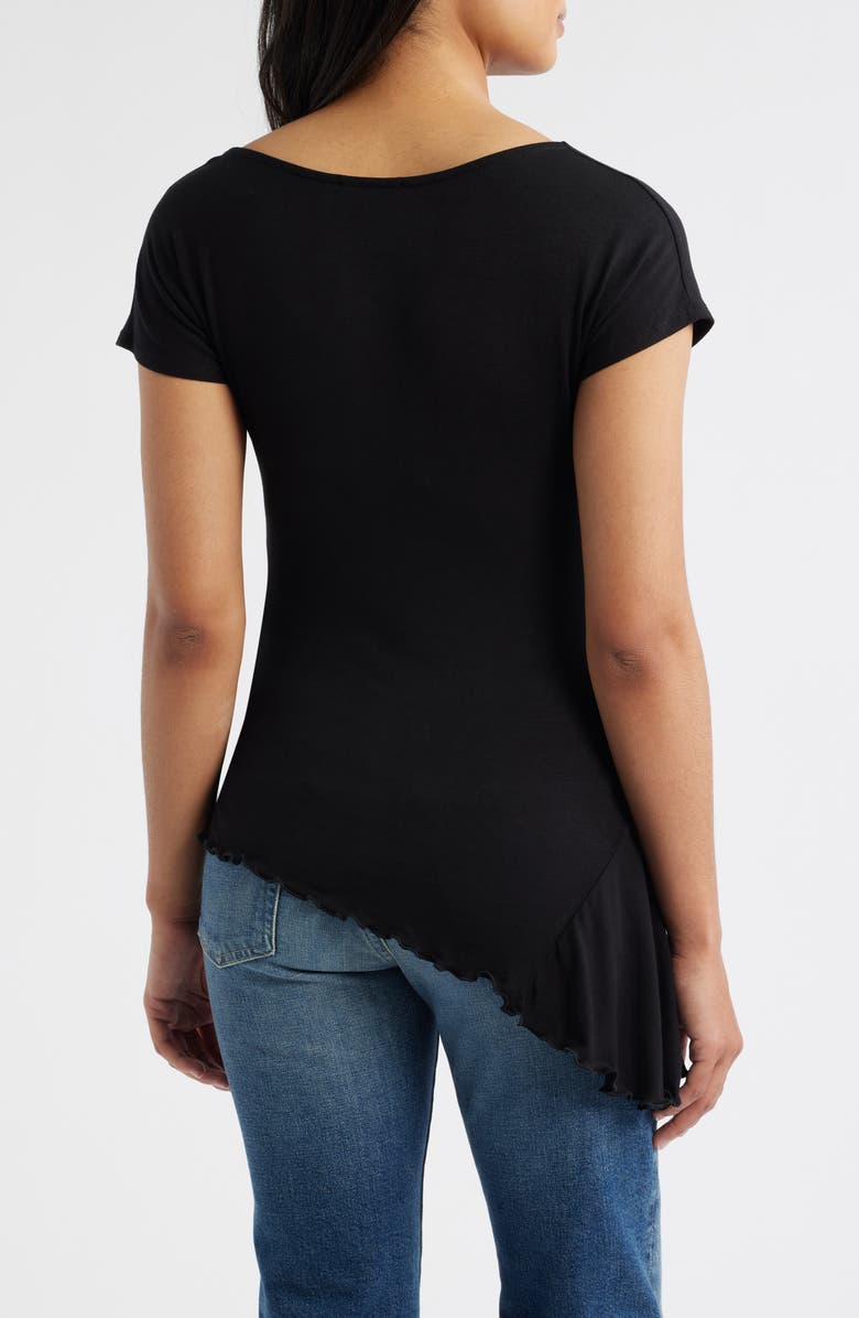 Loveappella Ruched Asymmetric Top, Alternate, color, Black