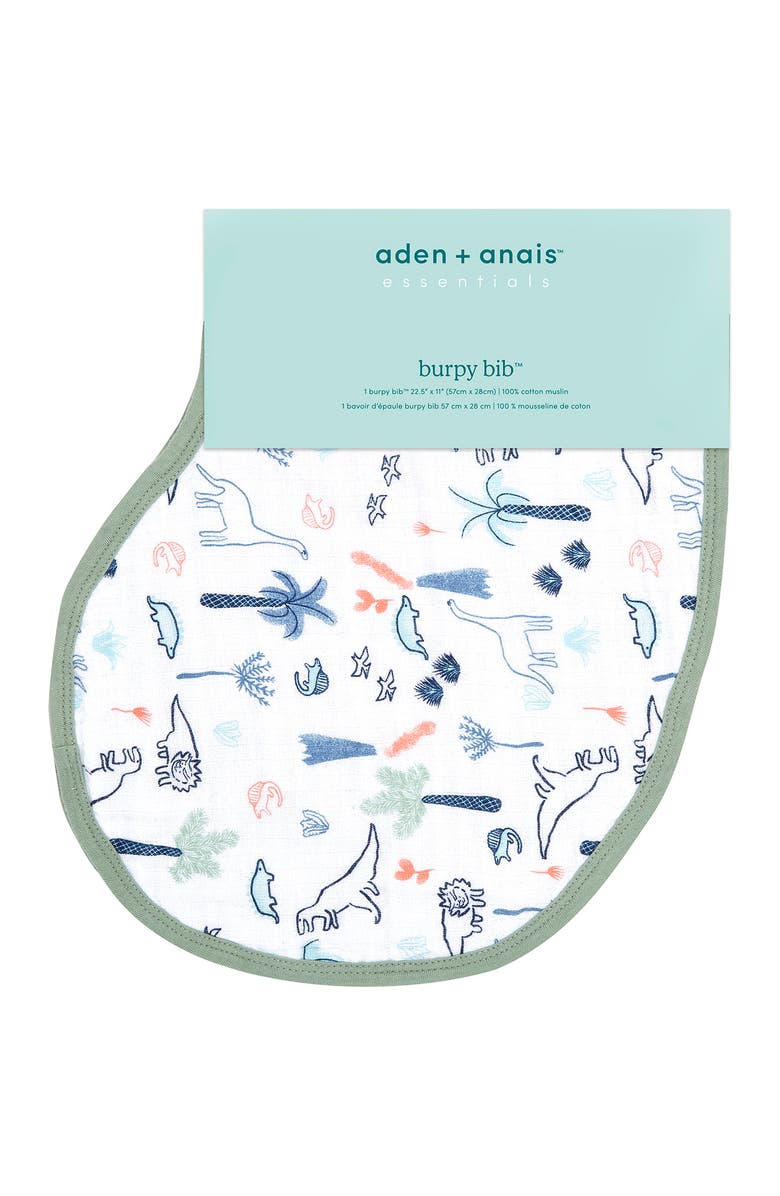 ADEN AND ANAIS ESSENTIALS Essentials Dinotime Cotton Muslin Burpy Bib, Alternate, color,