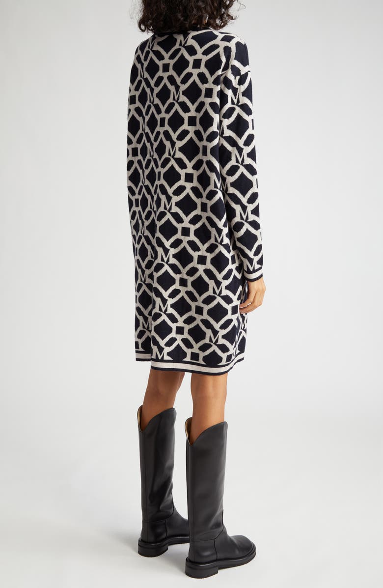 Max Mara Tolosa Logo Graphic Long Sleeve Wool 
Cashmere Sweater Dress, Alternate, color, 