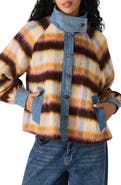 Steve Madden Kaylen Denim Trim Stripe Wool Blend Jacket