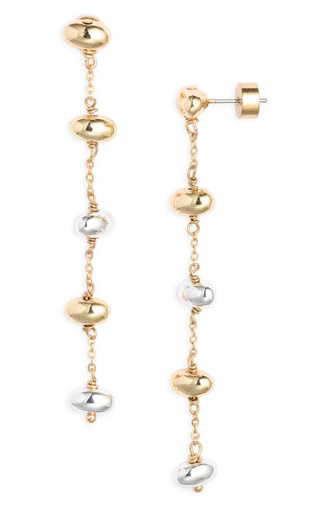 Two-Tone Bead Linear Drop Earrings