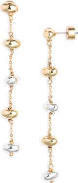 Nordstrom Two-Tone Bead Linear Drop Earrings