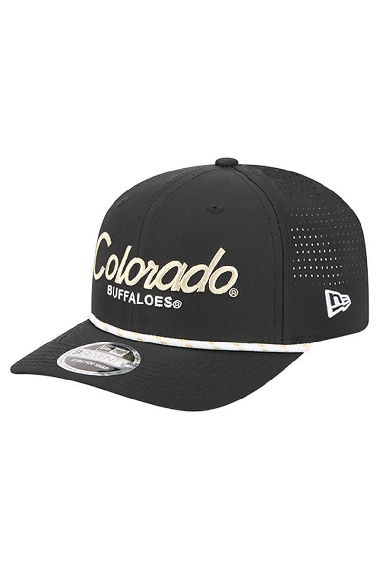 Men's New Era Black Colorado Buffaloes Script Performance Rope 9SEVENTY Adjustable Hat, Main, color, Black