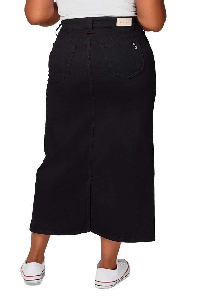 Denim Maxi Skirt, Alternate, color, BLACK