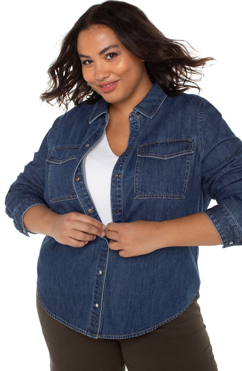 Liverpool Los Angeles Denim Snap-Up Shirt, Alternate, color, North Shore