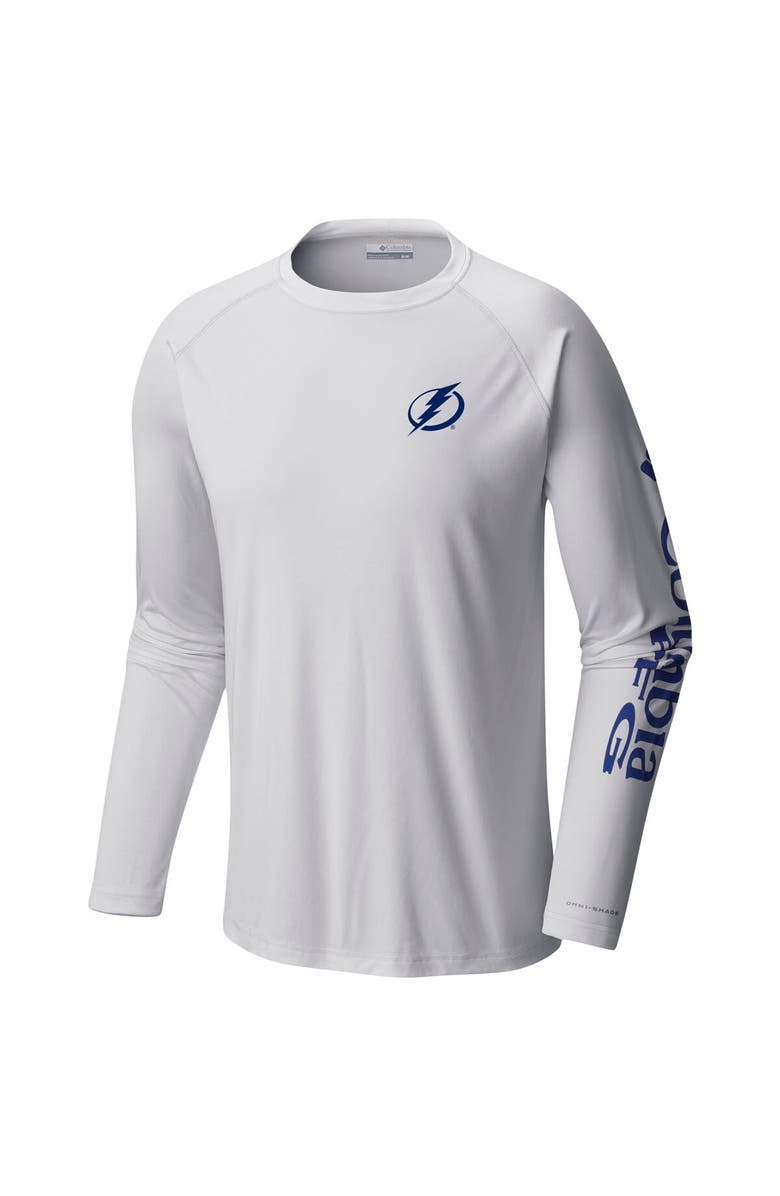 Columbia Men's  Columbia White Tampa Bay Lightning Terminal Tackle Omni-Shade Raglan Long Sleeve T-Shirt, Alternate, color, 