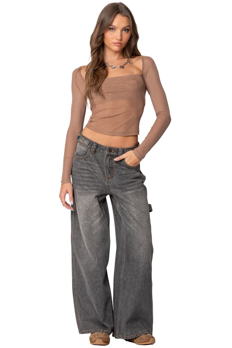 Low Rise Nonstretch Baggy Carpenter Jeans, Alternate, color, GRAY-WASHED