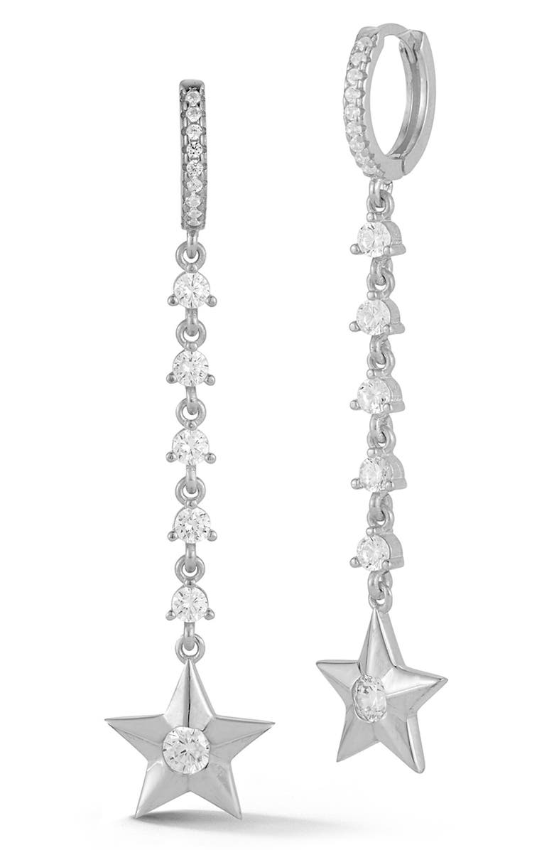 SPHERA MILANO Cubic Zirconia Star Drop Earrings, Main, color, Silver